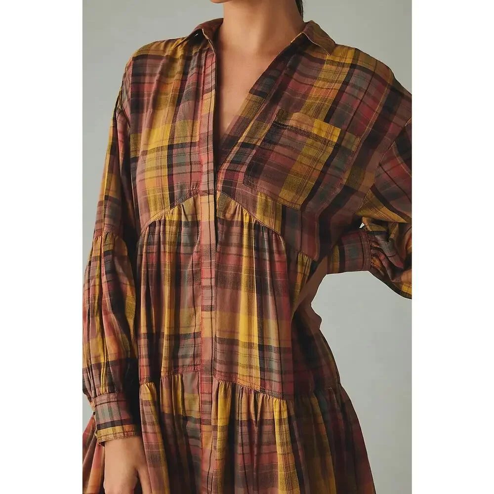 NWT Anthropologie Pilcro Long Sleeve Tiered High Low Dress Oversize Plus Size 2X - Picture 4 of 16